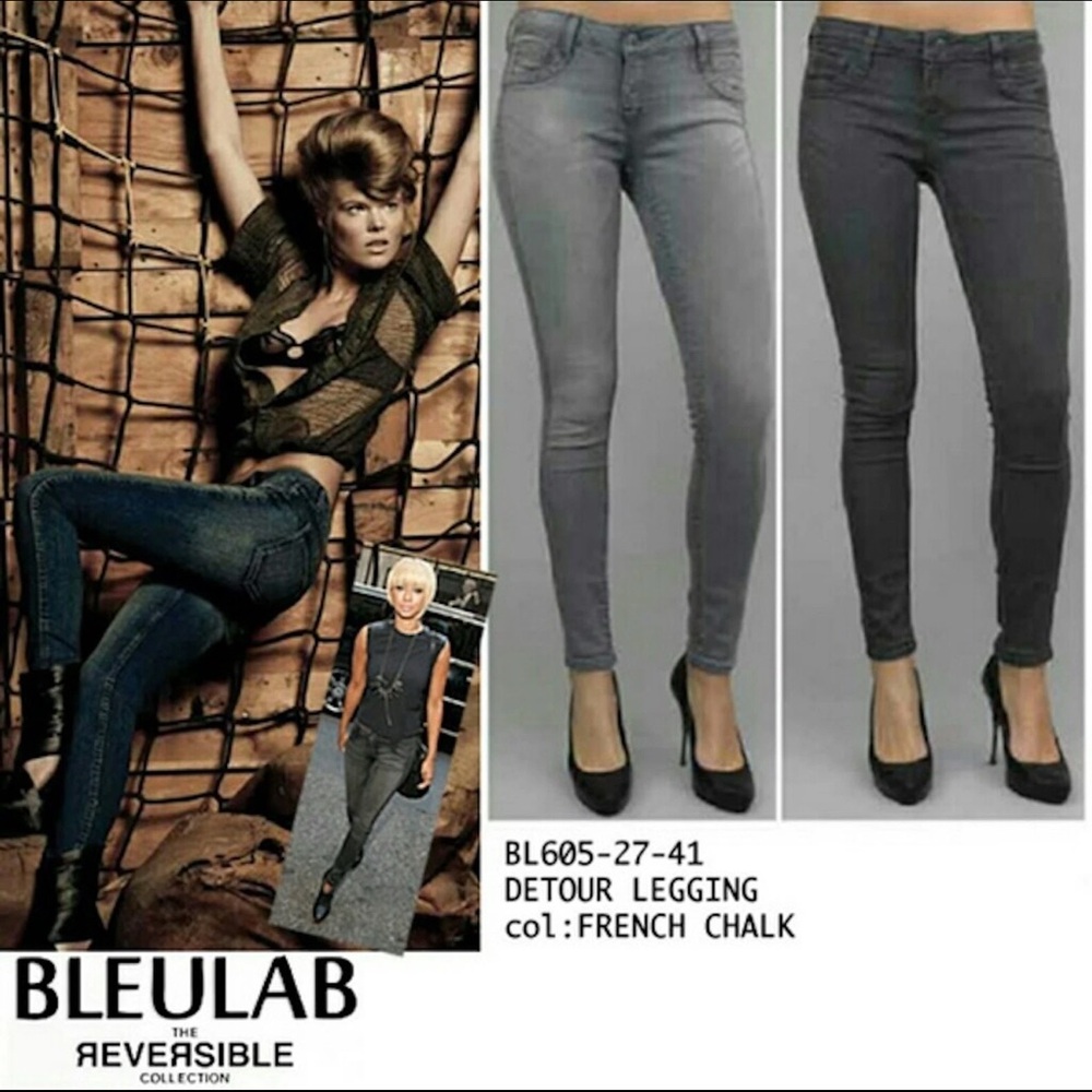 Bleulab coated‎ wax black balled skinny jeans